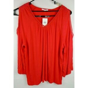 NWT Linda Mathews women's 2XL orange‎ blouse Short sleeve shirt